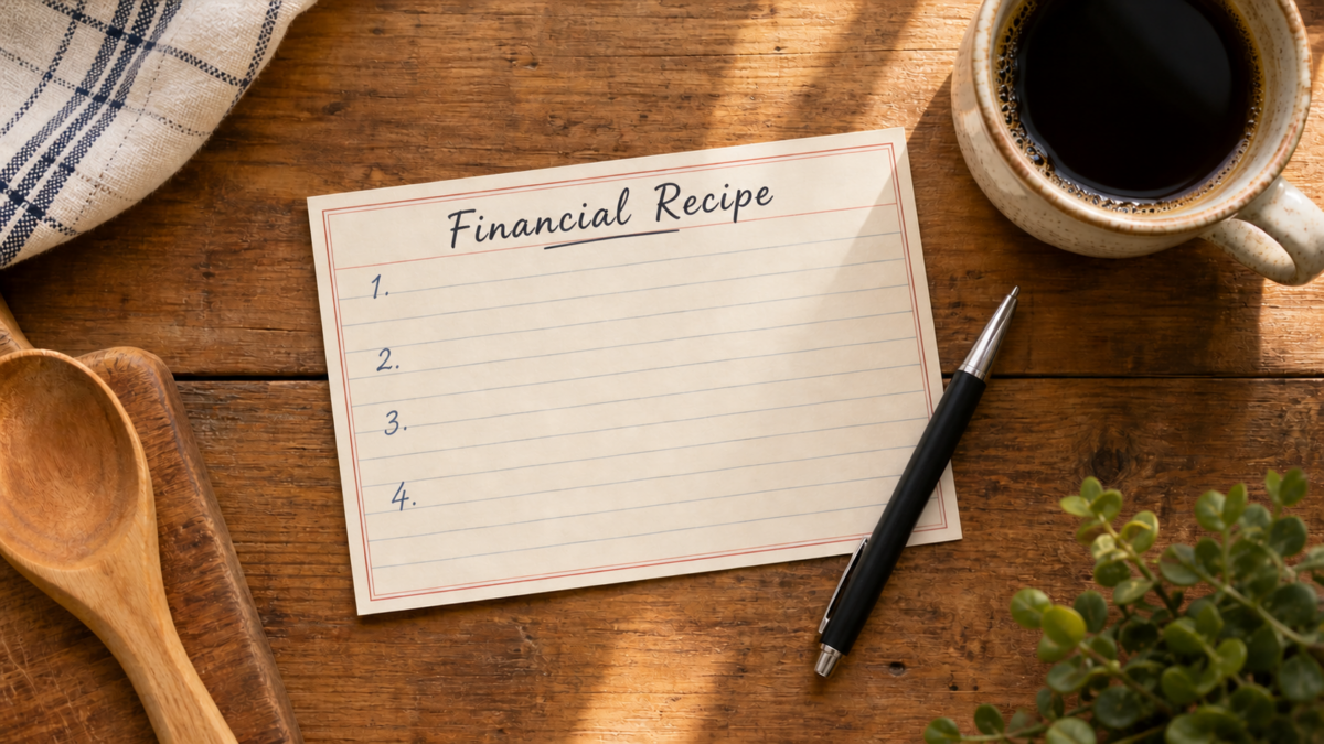 how much to invest each month financial recipe card