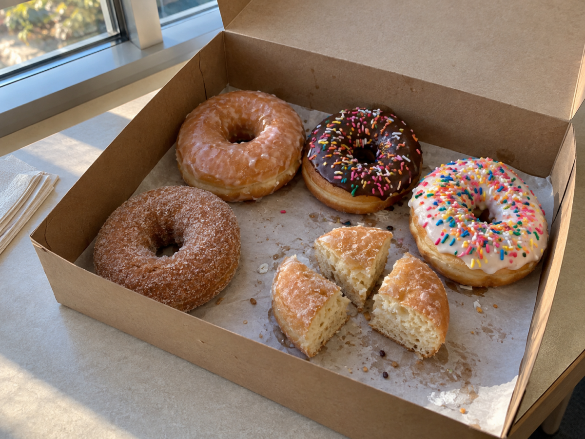 A box with a few donuts left, representing making the most of what you already have